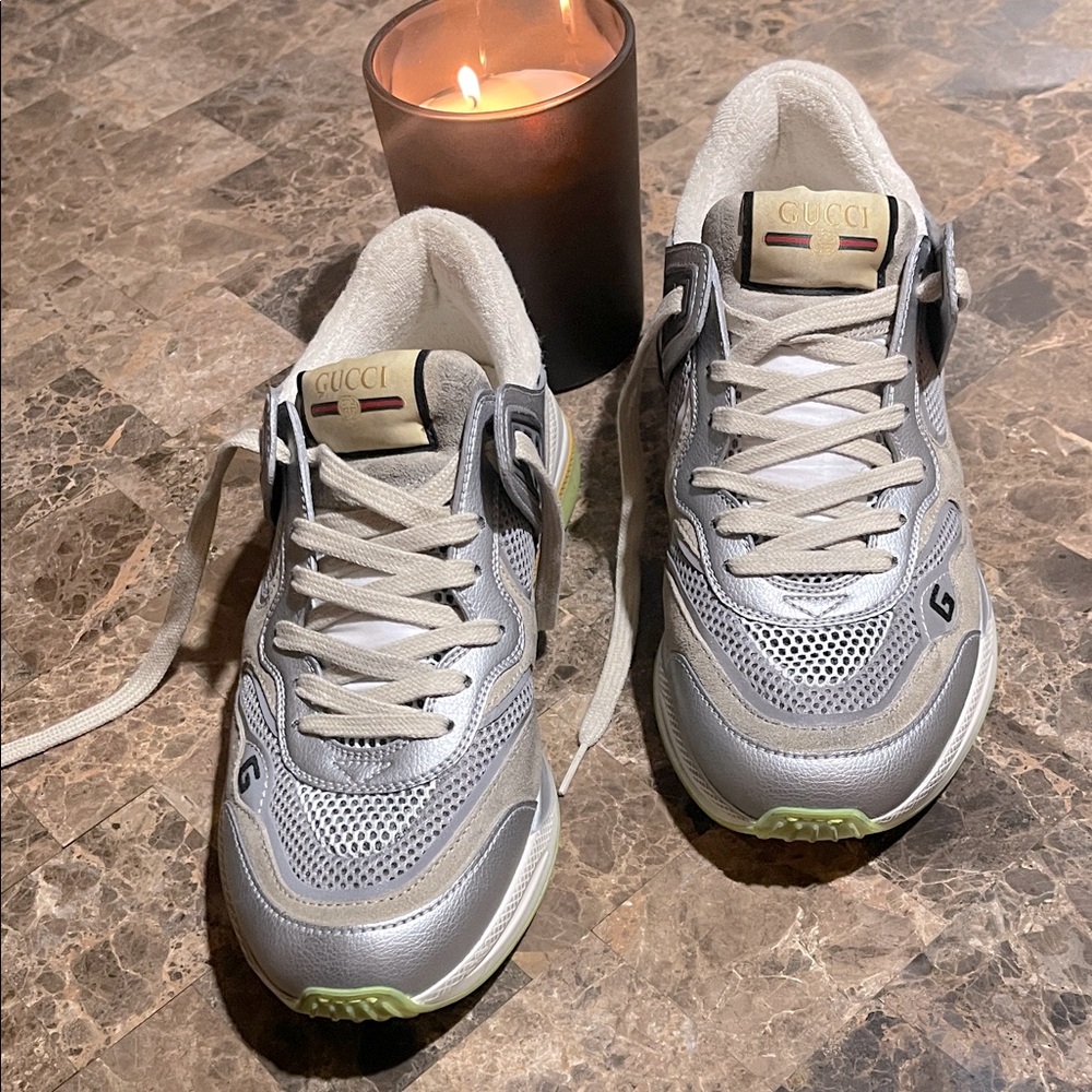 Gucci Men's Metallic Silver Sneakers